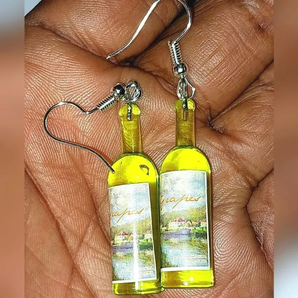 Retro Boozy Resin Wine Earrings for Adults